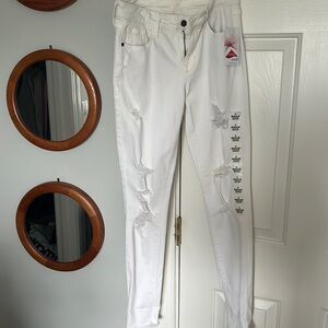 Old Navy Midrise Rockstar Bright White Distressed super Skinny Jean. 4 Regular